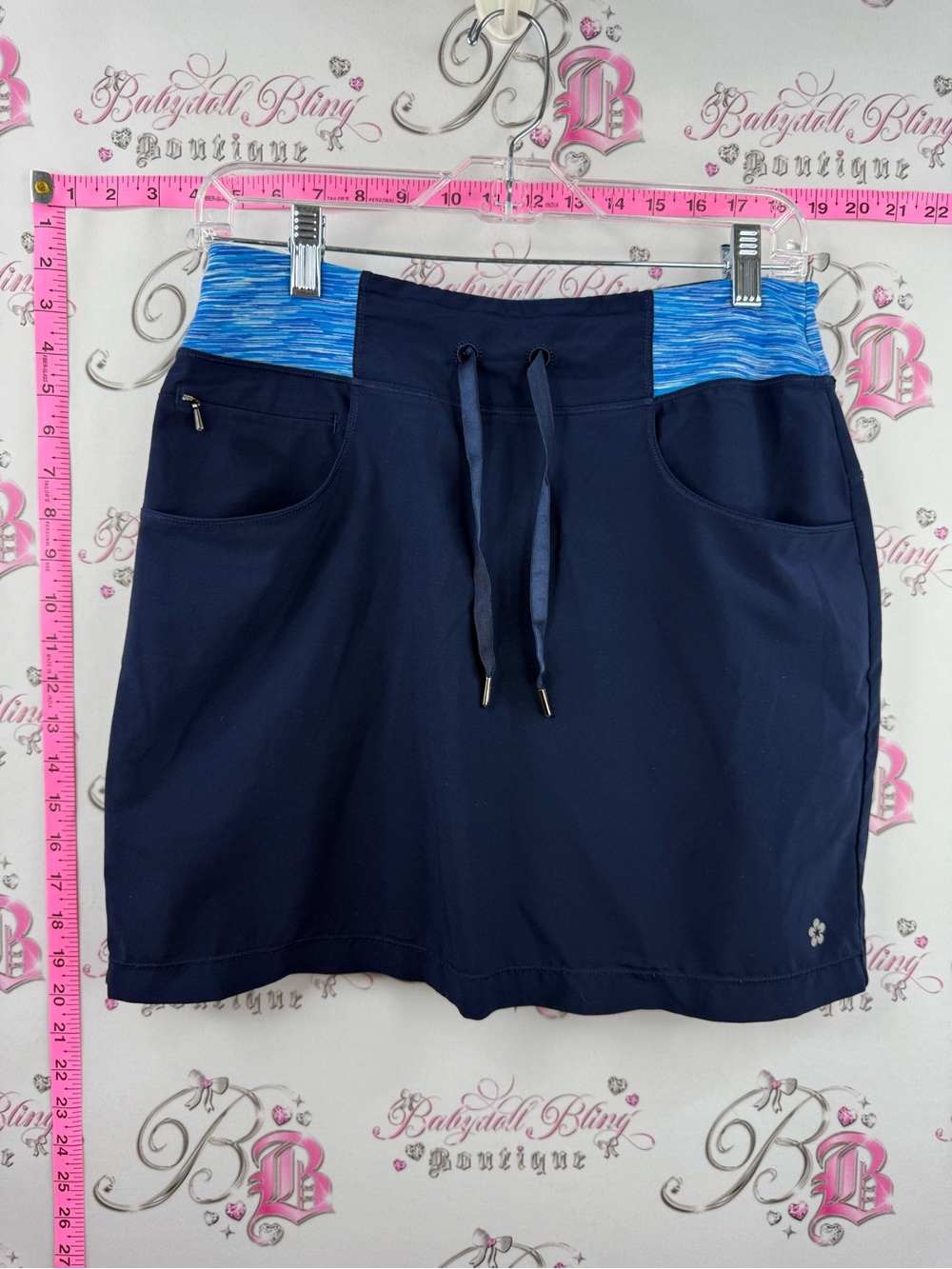 Tuff Athletics skort Navy Active Skort with Heathered Blue Waistband